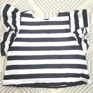 Girls Janie and Jack ruffle black and white stripe blouse. Size 3T
